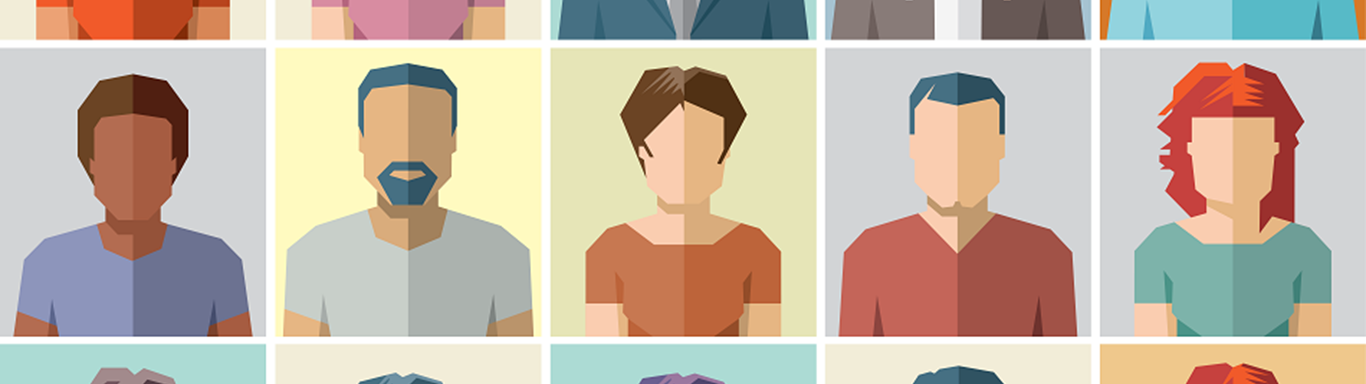 Flat vector image of a group of diverse customers.